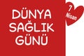 Dunya Saglik Gunu template design. Text translate: World Health Day
