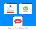 Duo authentication concept banner with text place. Can use for web banner, infographics, hero images. Vector illustration. Royalty Free Stock Photo