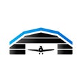 Duo Tone Icon - Airplane hangar Royalty Free Stock Photo