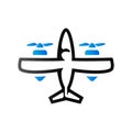 Duo Tone Icon - Vintage airplane Royalty Free Stock Photo