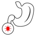 Duodenal ulcer thin line icon, Human diseases concept, Stomach ulcer sign on white background, Digestive tract disorder