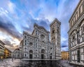 Duomo di Firenze Cathedral at dusk with the Baptistery of St.Joh