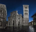 Duomo di Firenze Cathedral at night with the Baptistery of St.Jo Royalty Free Stock Photo