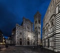 Duomo di Firenze Cathedral at night with the Baptistery of St.Jo