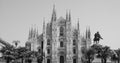 Duomo (meaning Cathedral) in Milan, black and white Royalty Free Stock Photo