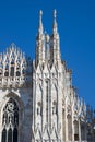 Duomo of Milan, detail of the spiers of the Milan Cathedral