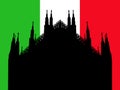 Duomo Milan with flag