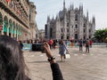 Duomo square and Vittorio Emanuele passage crowded with tourists Royalty Free Stock Photo