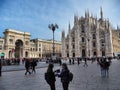 Duomo square and Vittorio Emanuele passage crowded with tourists Royalty Free Stock Photo