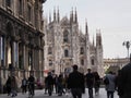 Duomo square and Vittorio Emanuele passage crowded with tourists Royalty Free Stock Photo
