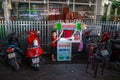 Duong Dong city, Phu Quoc, Vietnam - December 2018: woman with boy making coconut candy at night market.