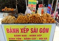 Street counter with fried food