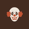 Duotone Cartoon halloween scary clown icon. Smiley and evil emotions