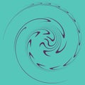 Duotone curly, coil, gyration volute shape. twine vortex rotating in concentric, radial, radiating and circular, circling fashion Royalty Free Stock Photo