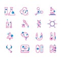 Duotone Outline Vector Icon Set, Science and Medical Concept