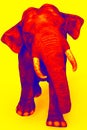 Duotone wolking elephant yellow red and blue