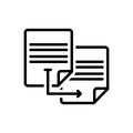 Black line icon for Duplicate, transcript and matching