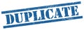 DUPLICATE text on blue grungy rectangle stamp
