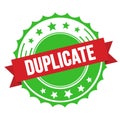 DUPLICATE text on red green ribbon stamp