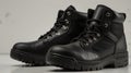 Durable Black Leather Work Boots Royalty Free Stock Photo