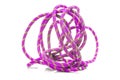 durable colored rope for climbing equipment on a white background. climbing rope. coil of braided cable. item for tourism and