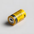Durable Cylindrical Nickel Cadmium Battery NiCd Yellow Black Side Angle White Background Royalty Free Stock Photo
