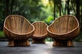 Durable Outdoor rattan chairs. Generate Ai Royalty Free Stock Photo
