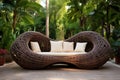 Durable Outdoor rattan chairs sofa. Generate Ai Royalty Free Stock Photo