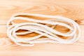 Durable rope on the wooden floor Royalty Free Stock Photo