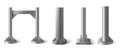 Durable steel poles with different shapes and diameter set