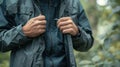 A durable weatherresistant outdoor jacket made from highquality sustainable materials like organic cotton and recycled Royalty Free Stock Photo