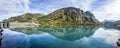 The durance lake at lac de Serre Poncon in the Alps
