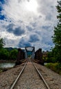 Durango Train tracks River Bridge Crossing perspective Royalty Free Stock Photo