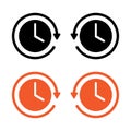Duration icon, 24 hours, repeat, clockwise, counterclockwise icon set