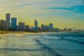 Durban golden mile beach with white sand and skyline South Africa Royalty Free Stock Photo