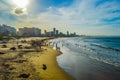 Durban golden mile beach with white sand and skyline South Africa Royalty Free Stock Photo