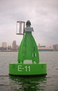 DURBAN HARBOUR, DURBAN, KWA-ZULU NATAL, SOUTH AFRICA - GREEN  BUOY MARKER IN DURBAN HARBOUR Royalty Free Stock Photo