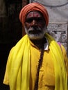 Face of a sadhu in Durbar Square, Patan, Kathmandu, Nepal