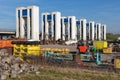 Durch sluices in Houtribdijk and industrial storage area near Lelystad