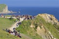 Tourists in Durdle Door - Beautiful beaches of Dorset, UK Royalty Free Stock Photo