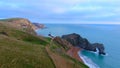 Durdle Door at the Jurassic coast in England - aerial view Royalty Free Stock Photo