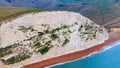 Durdle Door at the Jurassic coast in England - aerial view Royalty Free Stock Photo