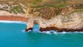 Durdle Door at the Jurassic coast in England - aerial view Royalty Free Stock Photo