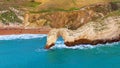 Durdle Door at the Jurassic coast in England - aerial view Royalty Free Stock Photo