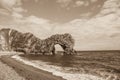 Durdle Door, Jurassic Coast West Lulworth, Dorset, South England, Sepia Royalty Free Stock Photo