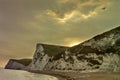 Durdle door - sunset - turist place Royalty Free Stock Photo