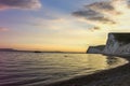 Durdle door - sunset - tourist place Royalty Free Stock Photo