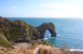 Durdle Door, one of the Jurassic Coast`s most iconic landscapes during summer season Royalty Free Stock Photo