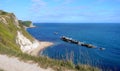 Durdle Door, one of the Jurassic Coast`s most iconic landscapes during summer season Royalty Free Stock Photo