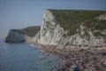 Durdle Door - people and the white cliffs.